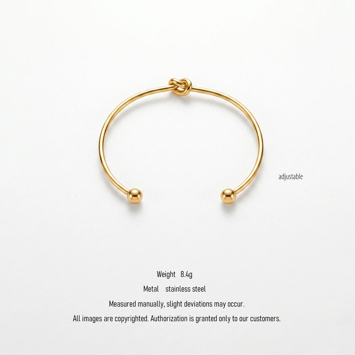QIAOREN 10592 Love Knot Open Cuff Bangle 18K Gold Plated Stainless Steel Waterproof Tarnish Free Jewelry for Women