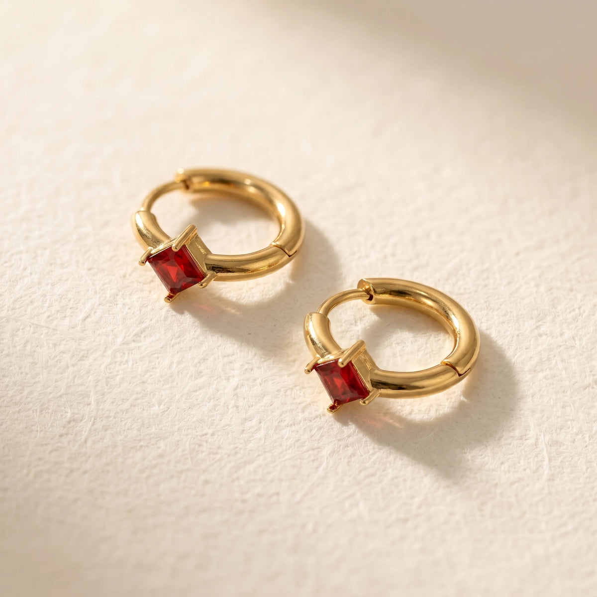 QIAOREN 12125-29 Multi-color  Cut Square  Stainless Steel Huggie Hoop Earrings 18K Gold Plated  Earring Women Trend Jewelry