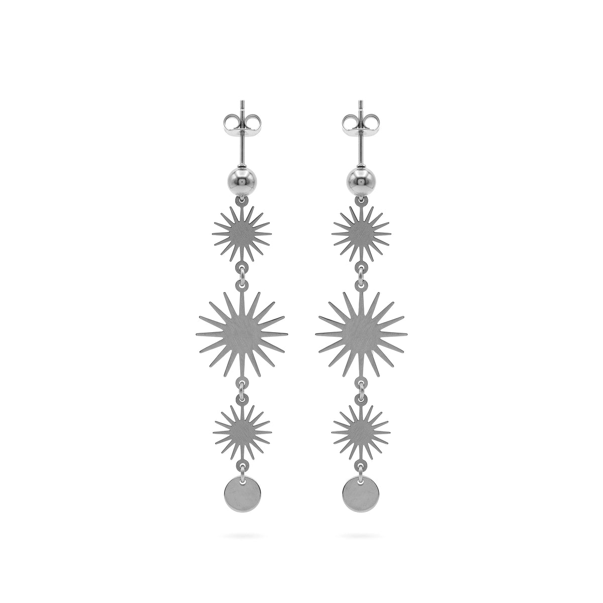 QIAOREN 11791 Trendy Boho Celestial Sunburst Long Dangle Earrings Stainless Steel 18K Gold Plated Jewelry for Women US EU
