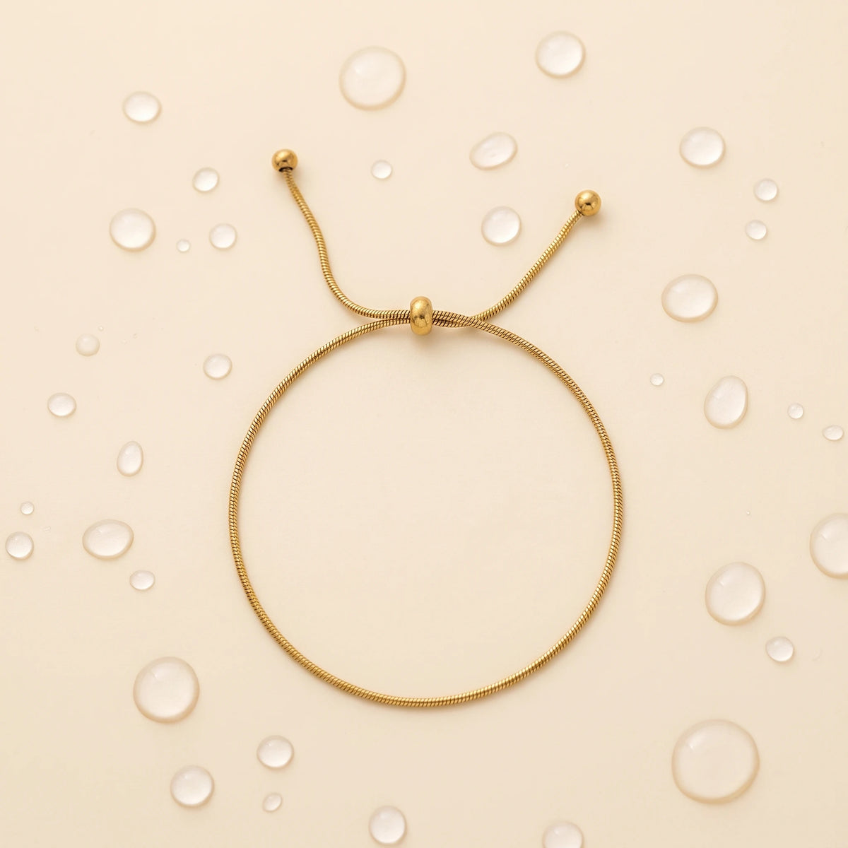 QIAOREN 13300 Thin Chain Bracelet Gold Plated Steel Adjustable Slider Waterproof Minimalist Women Daily Wrist Jewelry Gift