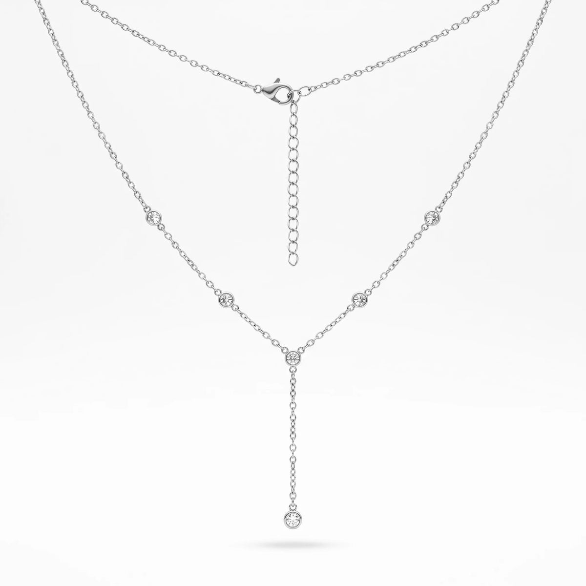 QIAOREN 10600 Link Chain Y Drop Pendant Necklace 18K Gold Plated Stainless Steel Waterproof Tarnish Free Trendy Jewelry