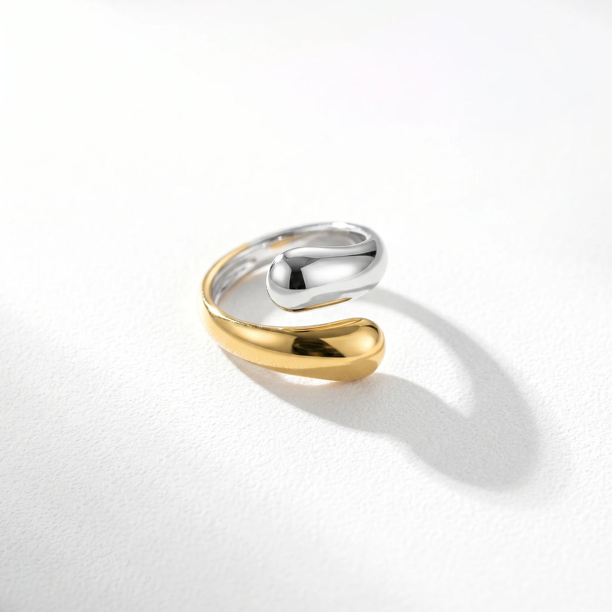 QIAOREN 12968-73 18K Gold Plated 316L Stainless Steel Two Tone Snake Star Adjustable Rings Set Tarnish Free Waterproof Jewelry
