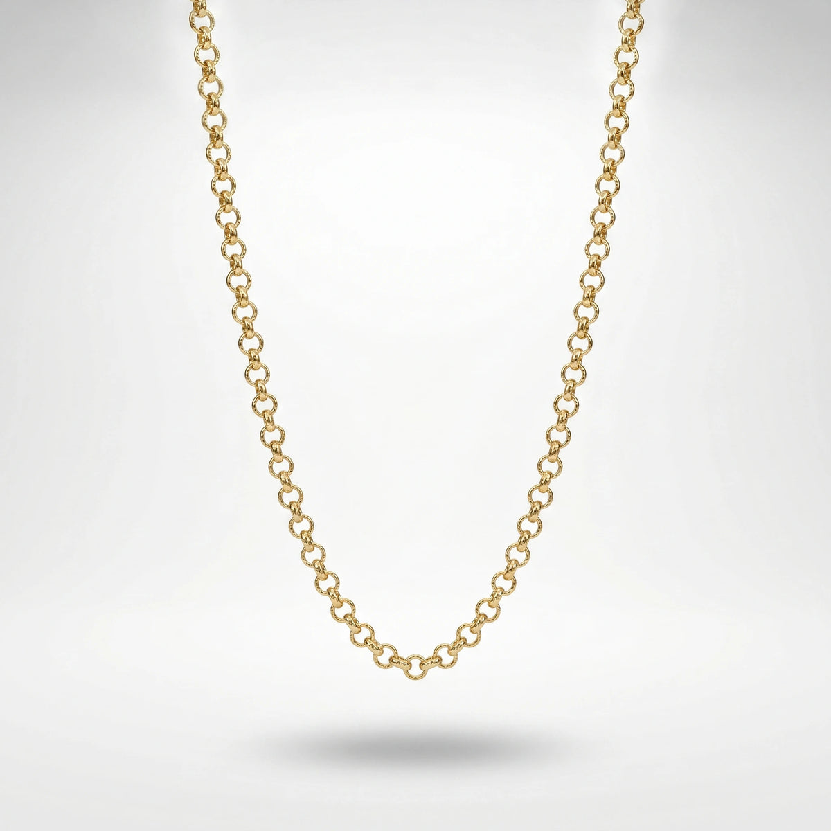 QIAOREN 11333 18K Gold Plated Solid Bean Chain Choker Necklace Stainless Steel Tarnish Free Waterproof Jewelry