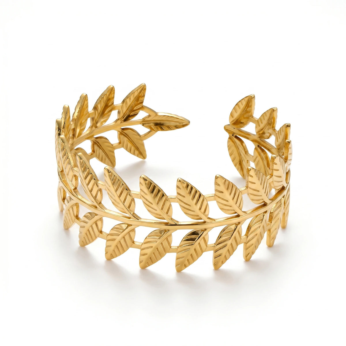 QIAOREN 12710 Boho Irregular Big Small Sculpted Flower Open Gold Bangle Stainless Steel Hollow Stackable Bracelet Wholesale