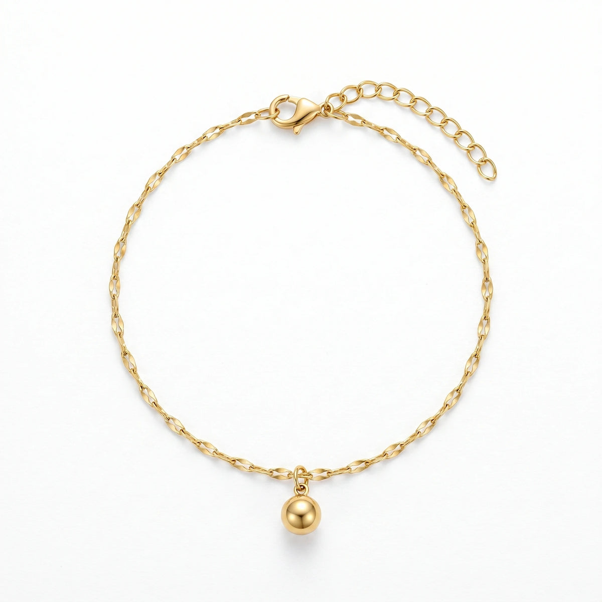 QIAOREN 11089 Stainless Steel Anklet for Women, Minimalist Ball Charm Link Chain ,Waterproof Summer Beach Jewelry Daily Wear