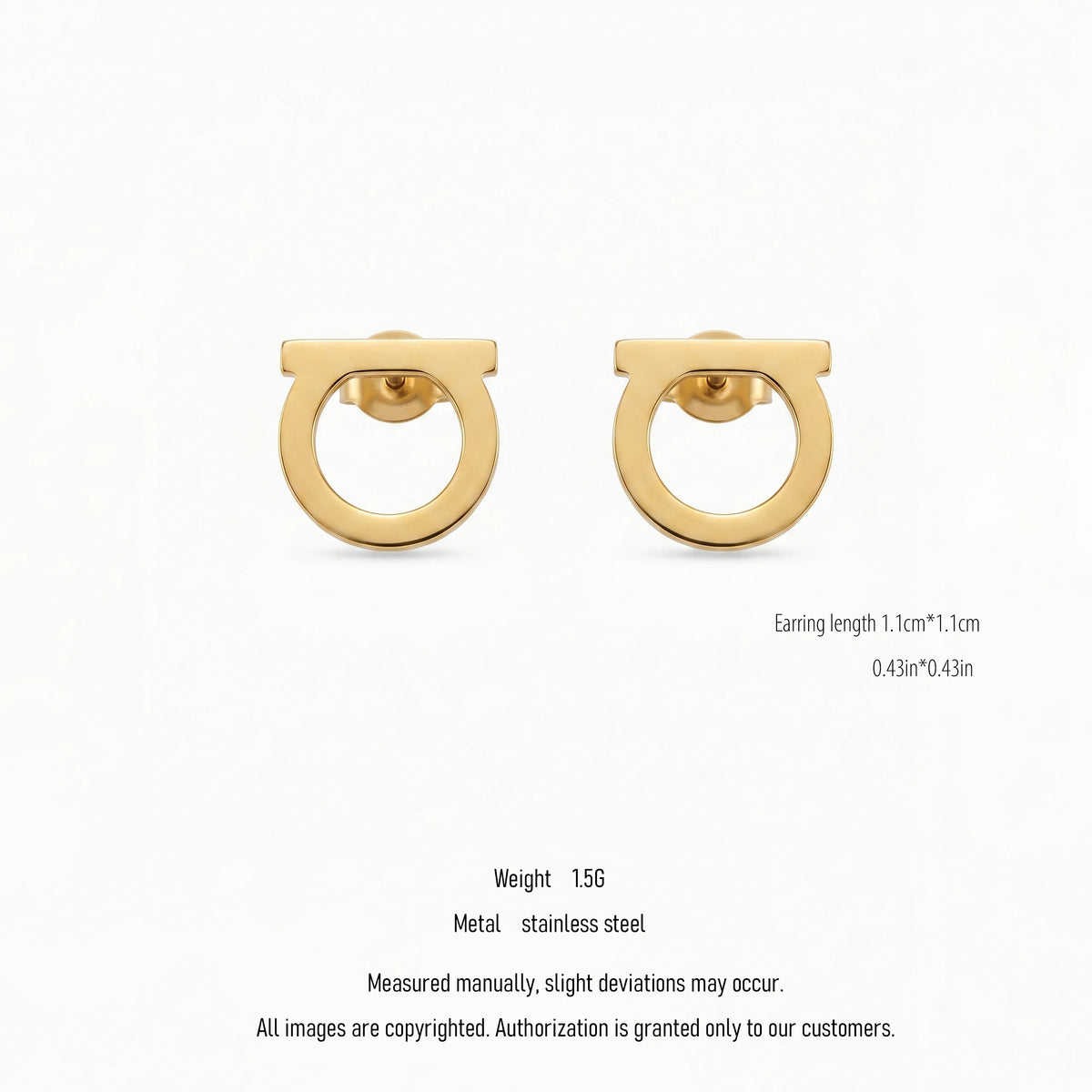 QIAOREN 10637 Anti Tarnish Stainless Steel D Shape Stud Earrings Gold Plated for Women