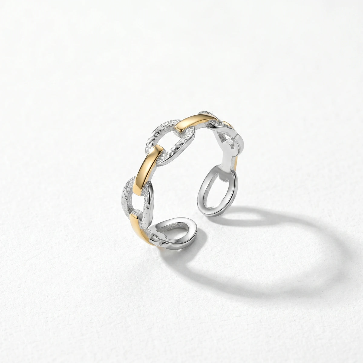 QIAOREN 13036-40 Gold Silver Plated Adjustable Open Stack Ring Set for Women Minimalist Geometric Statement Rings