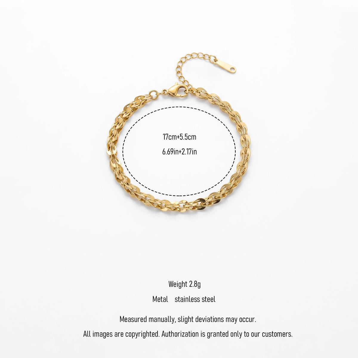 QIAOREN 13290 Gold Plated Stainless Steel Braided Chain Bracelet Layered Woven Link Bracelet Minimalist Jewelry for Women