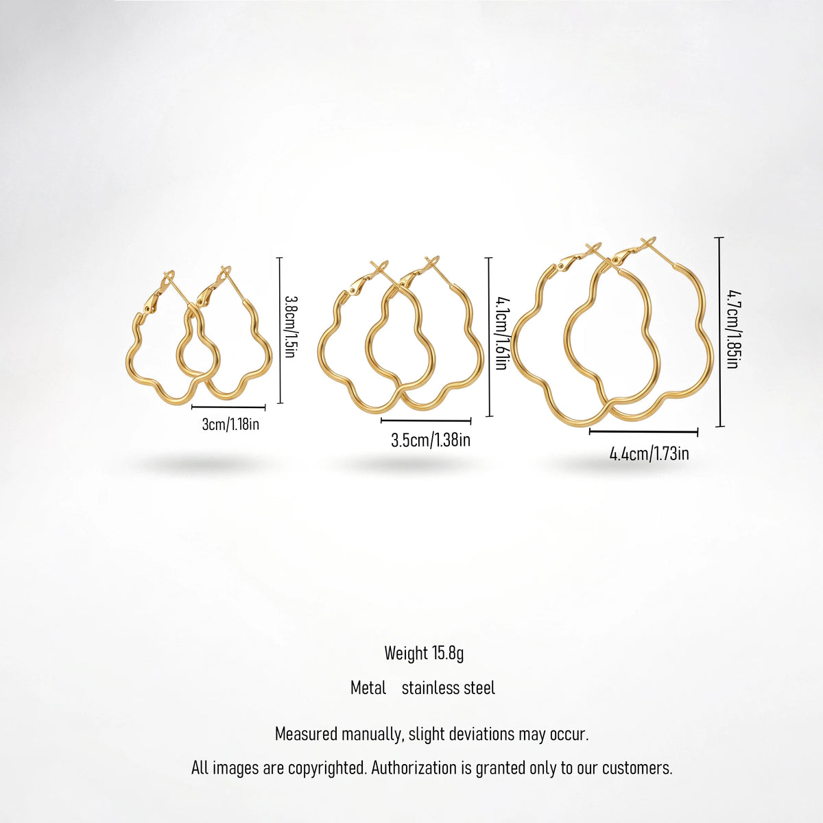 QIAOREN 13205 Gold Plated Organic Wave Hoop Earrings for Women Stainless Steel Irregular Statement Fashion Jewelry