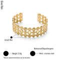 QIAOREN 14118 Stainless Steel Geometric Open Cuff Bracelet Gold Wide Waterproof Statement Jewelry OEM ODM
