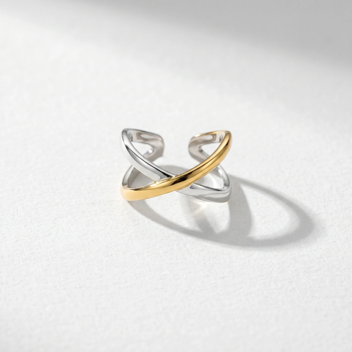 QIAOREN 13021-25 Gold Silver Plated Adjustable Open Stack Ring Set for Women Minimalist Geometric Statement Rings
