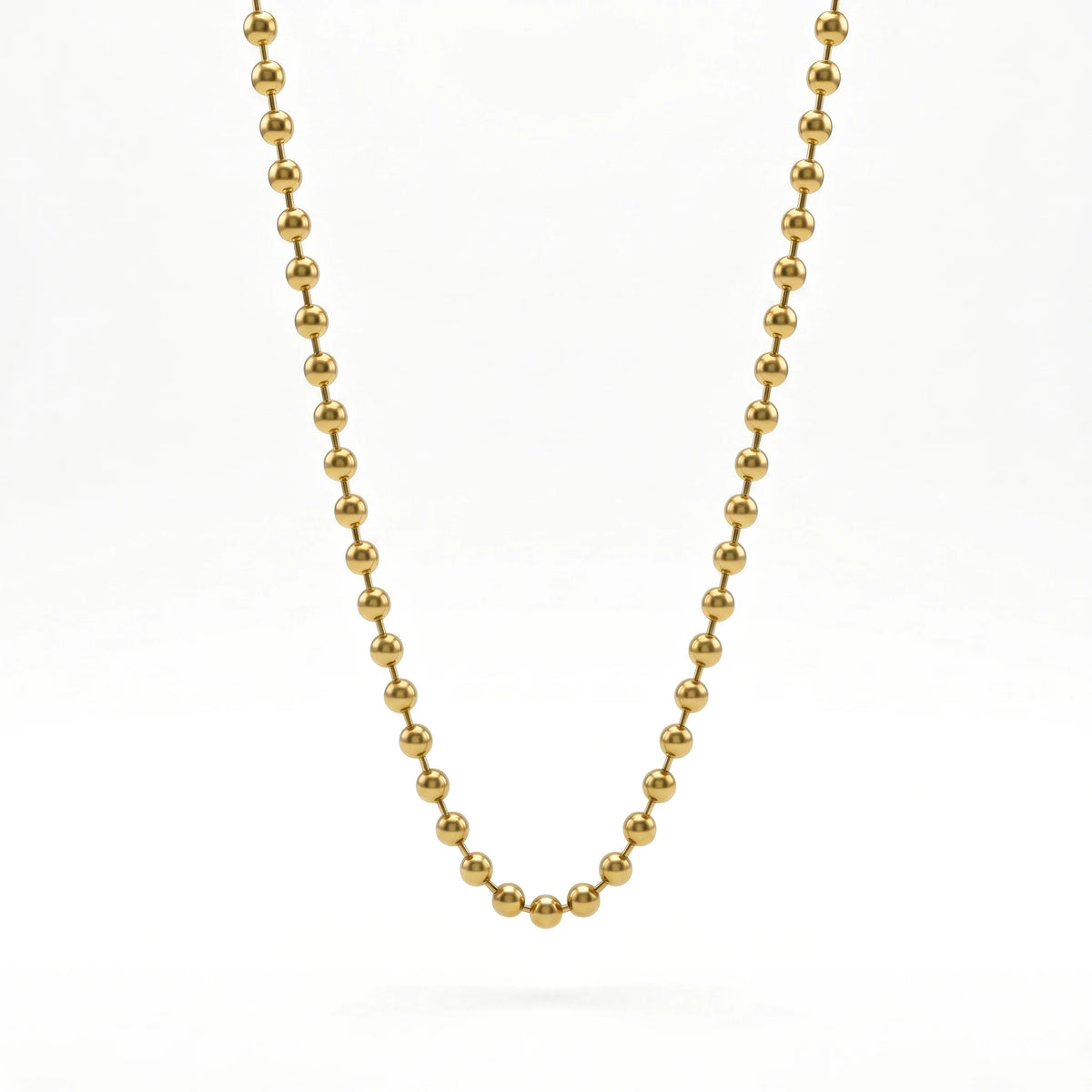 QIAOREN 11845 Minimalist Chunky Gold Bead Chain Choker 18K Gold Stainless Steel Sleek Polished Everyday Wear Layering Jewelry