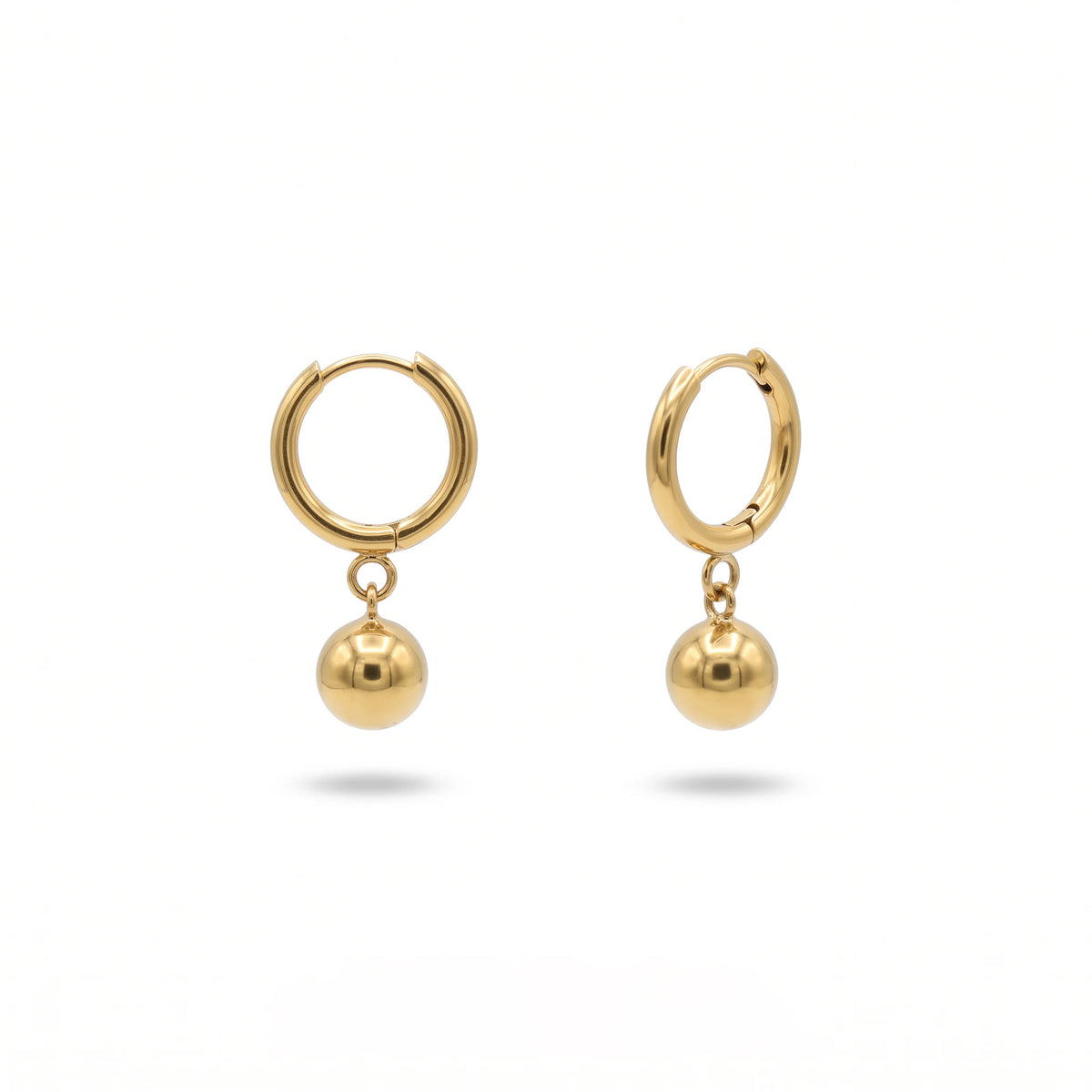 QIAOREN 13440 Smooth Ball Dangle Huggie Stud Gold Tone Drop Earrings Trend Stackable Daily Women Casual Party Ear Jewelry Gift