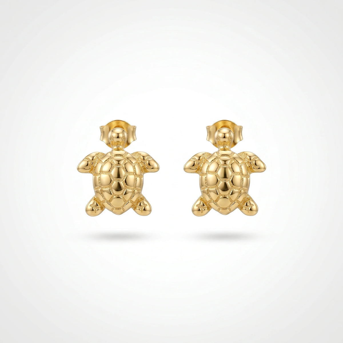 QIAOREN13220 Gold Plated Sea Turtle Stud Earrings for Women Stainless Steel Beach Coastal Ocean Jewelry