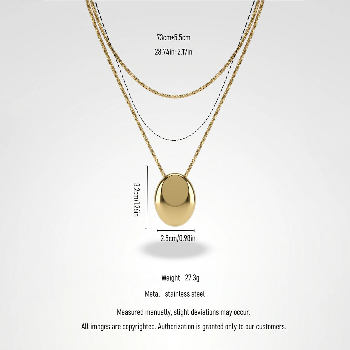 QIAOREN 13993 Beaded Cable Chain Pendant Necklace with Two Textured Fish Charms and Dangling Smooth Round Beads