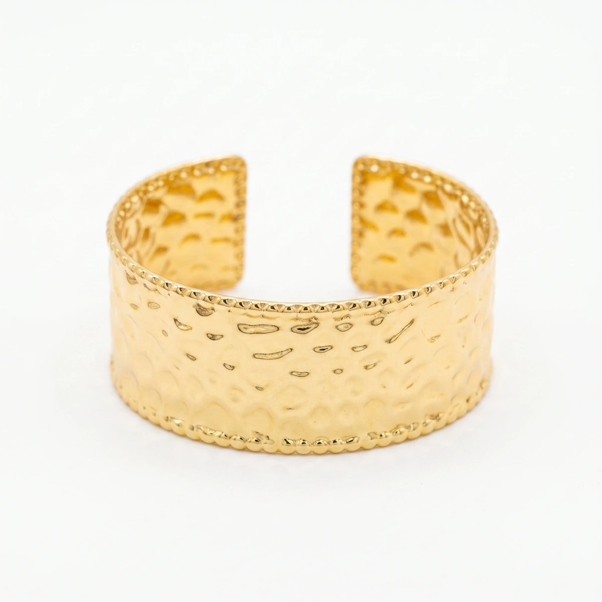 QIAOREN 12710 Boho Irregular Big Small Sculpted Flower Open Gold Bangle Stainless Steel Hollow Stackable Bracelet Wholesale