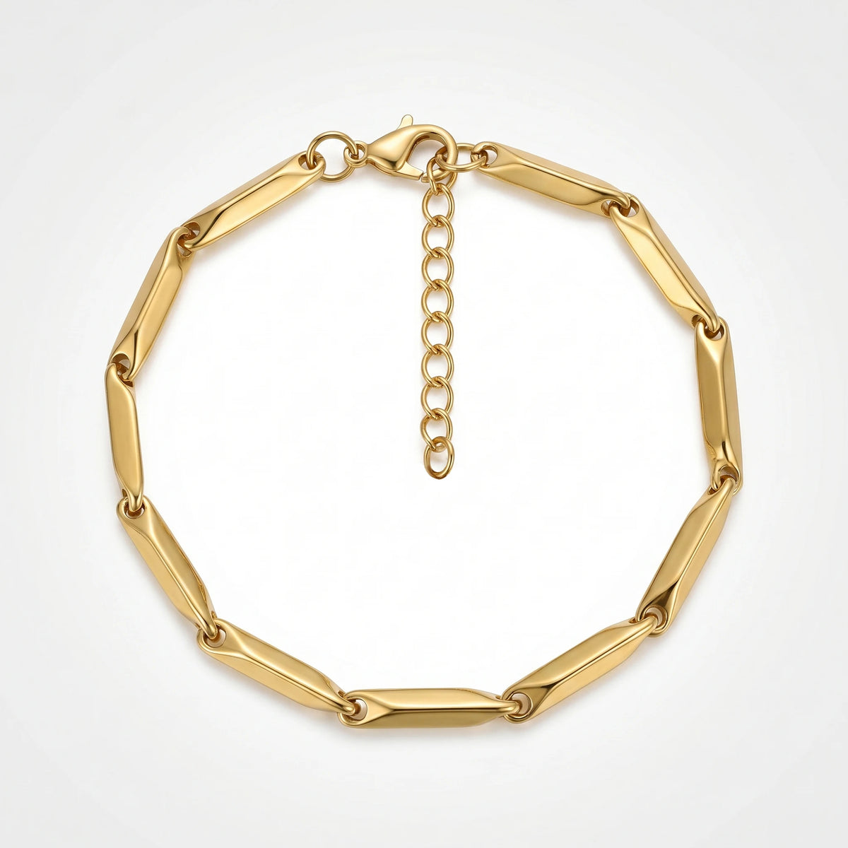 QIAOREN 11439 Sleek Minimalist Twisted Bar Link Bracelet 18K Gold Plated Stainless Steel Daily Wear Jewelry