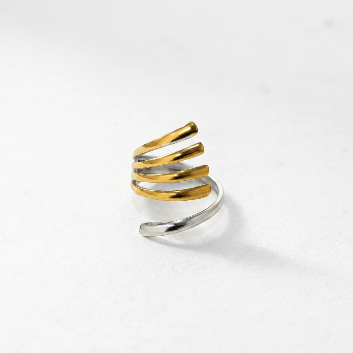 QIAOREN 13021-25 Gold Silver Plated Adjustable Open Stack Ring Set for Women Minimalist Geometric Statement Rings