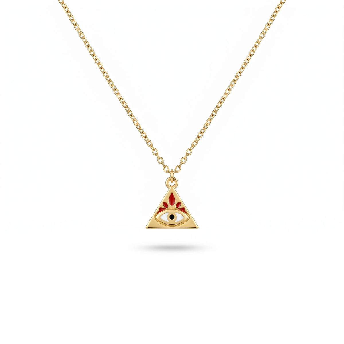 QIAOREN 12815 18K Gold Plated Stainless Steel Triangle Necklace Hypoallergenic Red Nazar Pendant High Quality Wholesale