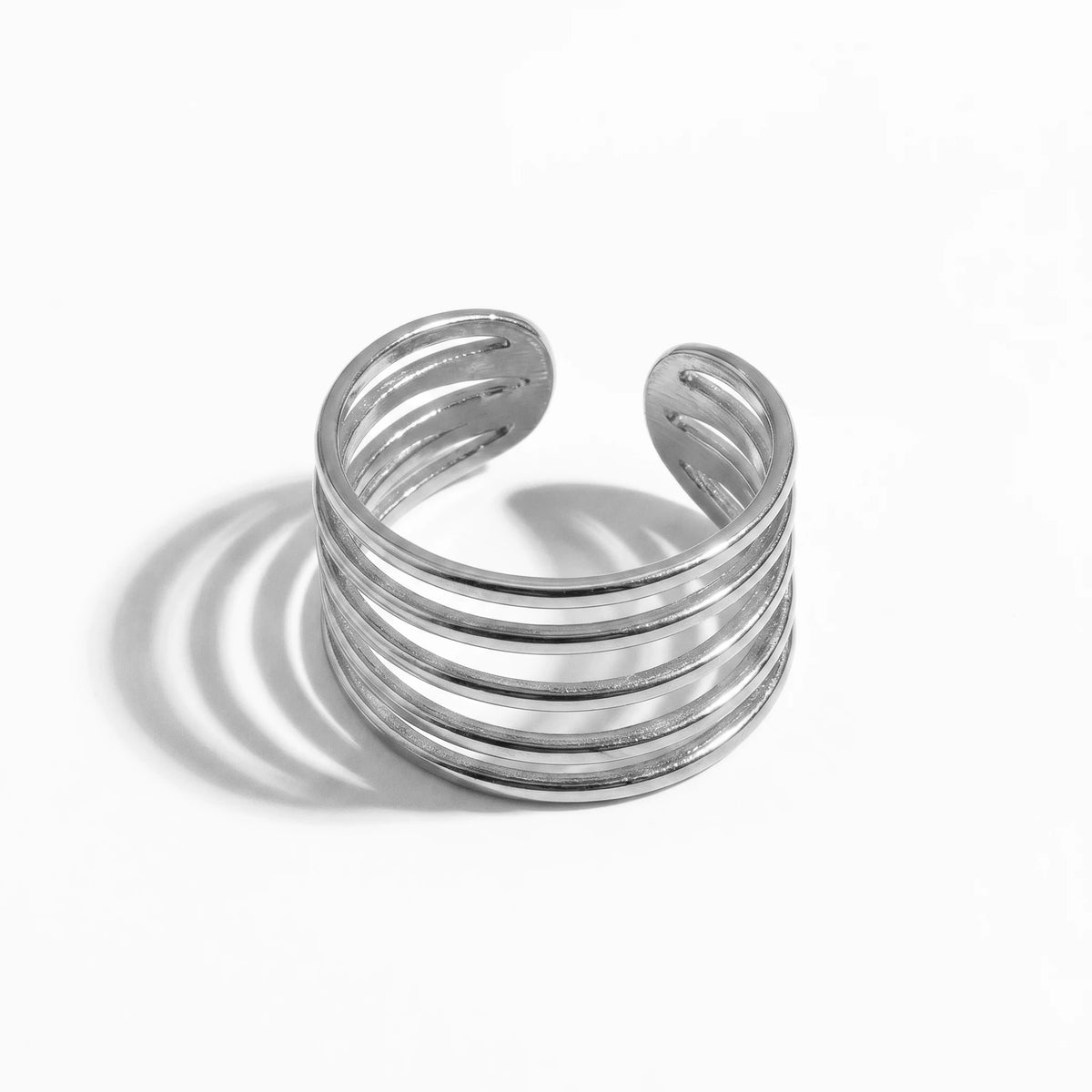 QIAOREN 18K PVD Plate Gold Stainless Steel Rings Set Tarnish Free Adjustable  Open Cuff Rings for Women Daily Jewelry