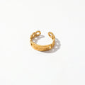 QIAOREN 10706 18K Gold Plated Stainless Steel Waterproof Open Ring Set | 5Pcs Adjustable Stackable Rings