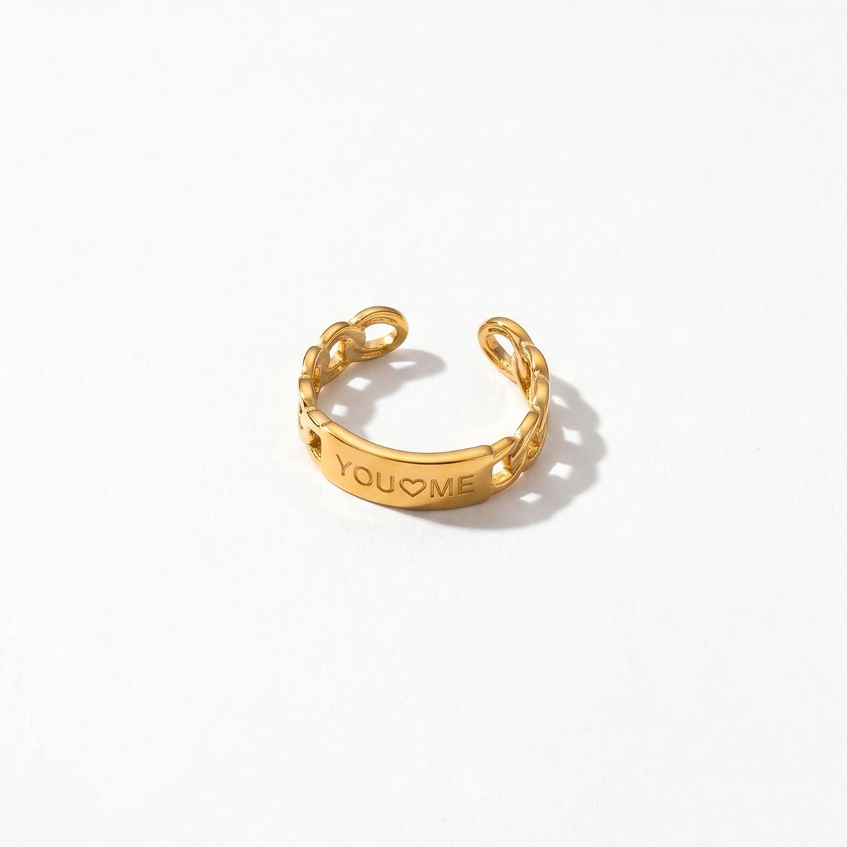 QIAOREN 10706 18K Gold Plated Stainless Steel Waterproof Open Ring Set | 5Pcs Adjustable Stackable Rings