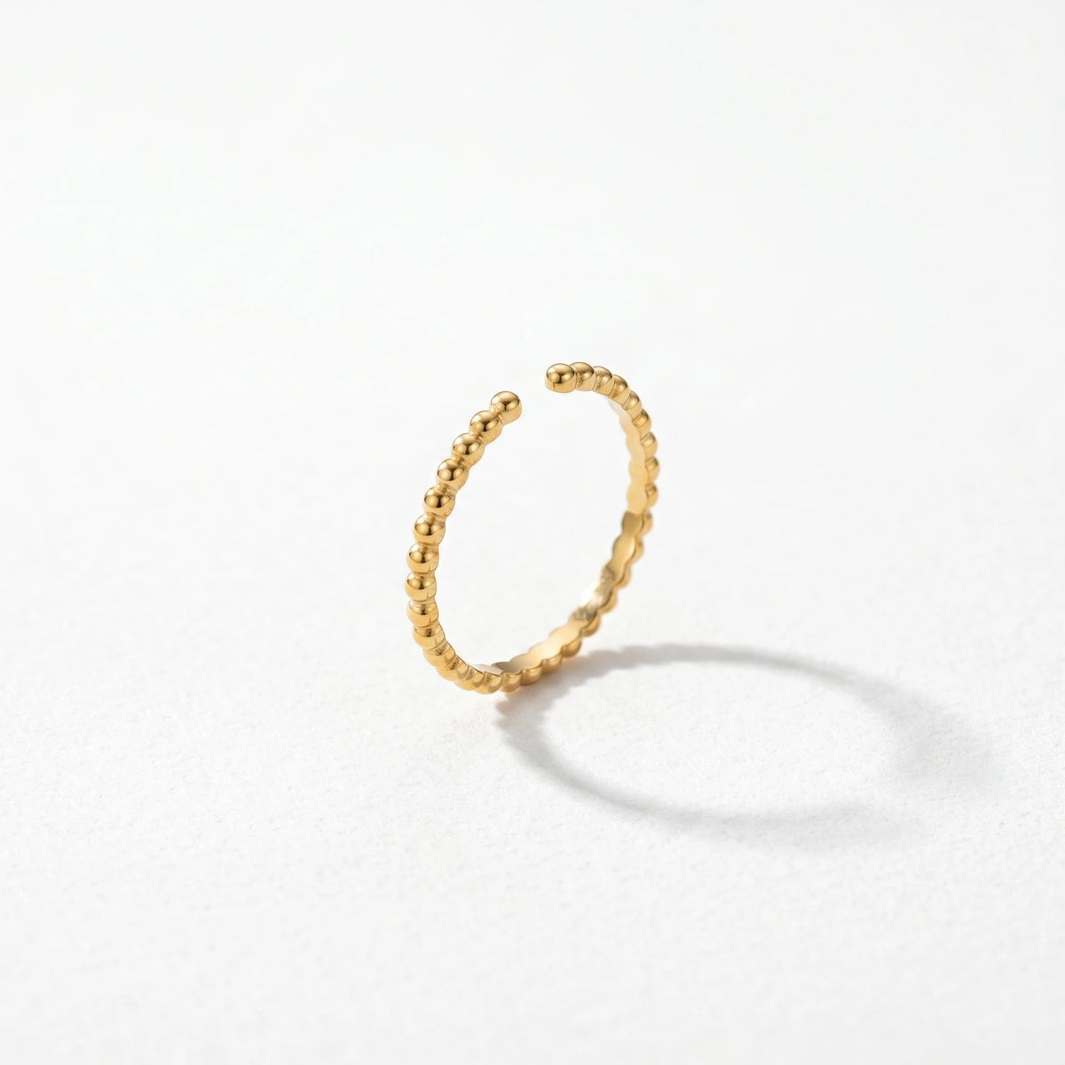 QIAOREN 13091-95 5Pcs 18K Gold Plated Stainless Steel Open Ring Set, Adjustable Stackable Heart Finger Rings