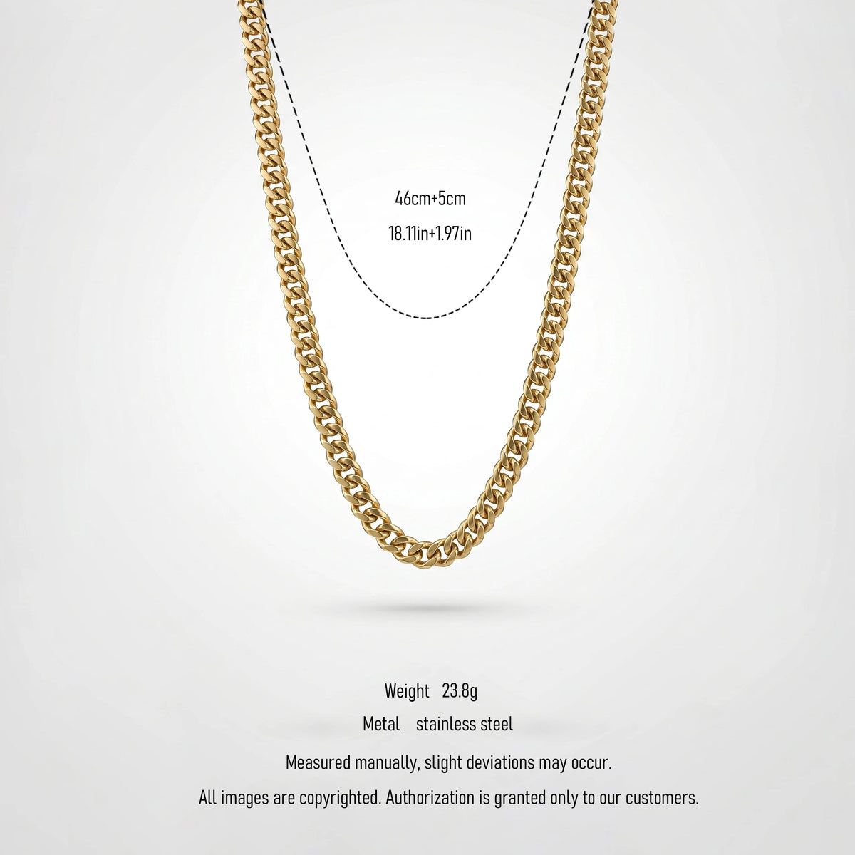 QIAOREN 11291 Minimalist Basic Medium Curb Chain Necklace  Stainless Steel Stackable Daily Wear Jewelry