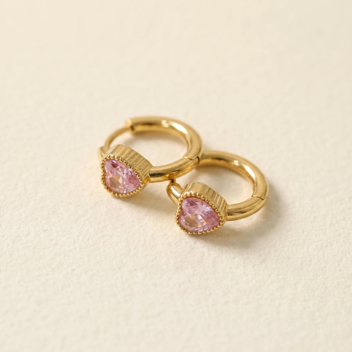 QIAOREN 12163-68 Gold Plated Stainless Steel Heart  Earrings Multi Color Crystal Hoop Jewelry Gift for US European Ladies