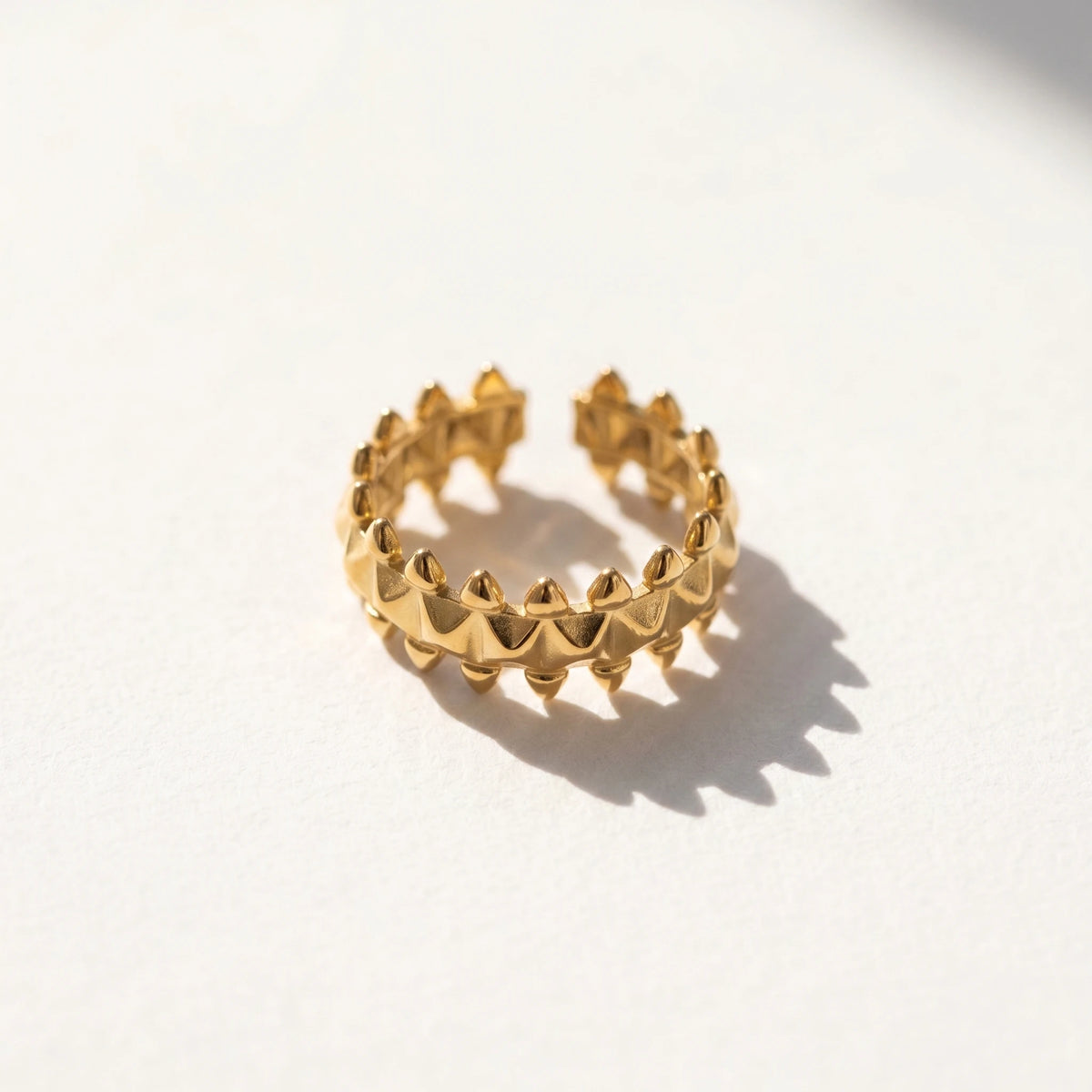 QIAOREN 13126-30 5Pcs 18K Gold Plated Stainless Steel Open Ring Set, Adjustable Stackable Durable Finger Rings