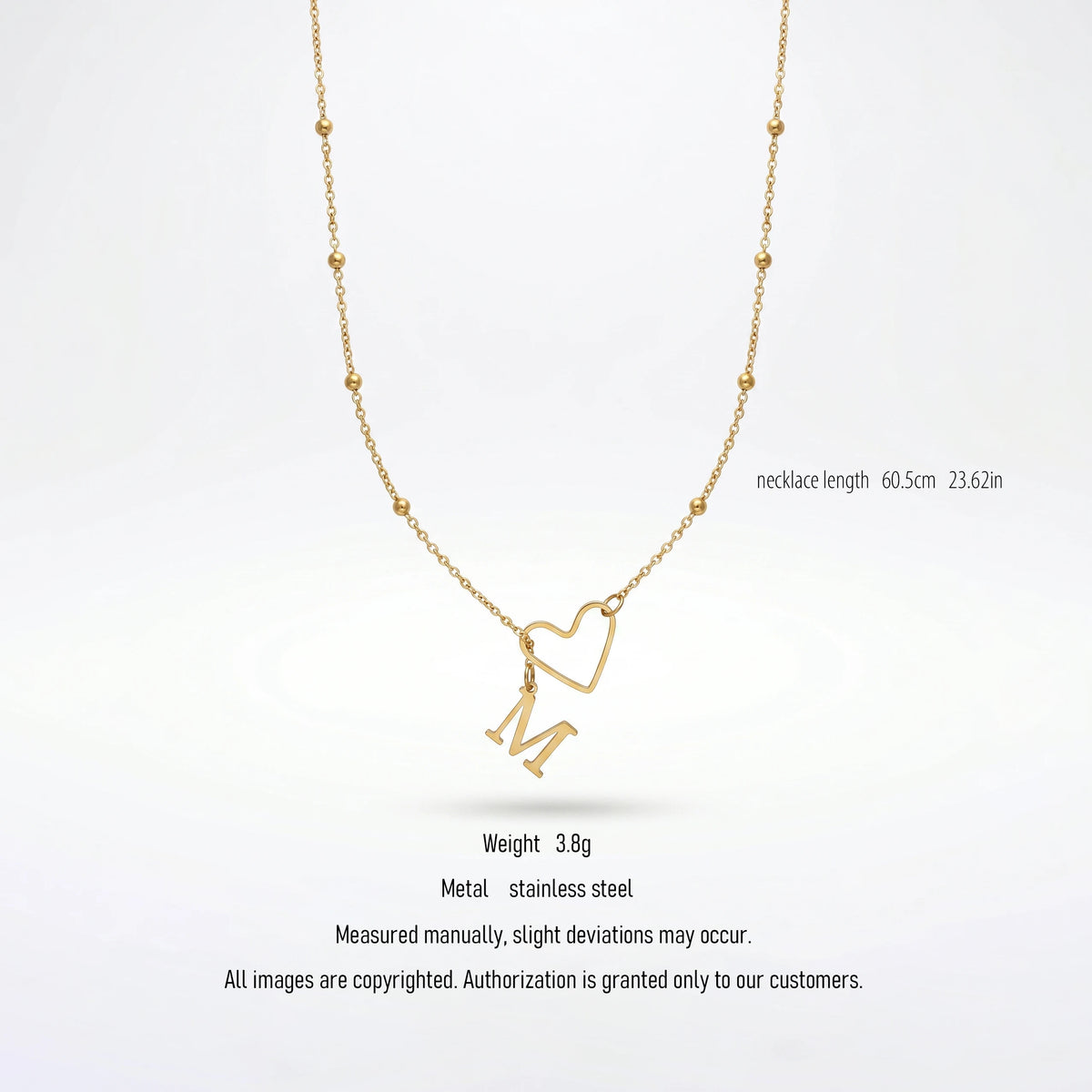 QIAOREN Wholesale A-Z 26 Letter Initial Necklace Stainless Steel Heart Alphabet Pendant Gold Silver Personalized Jewelry