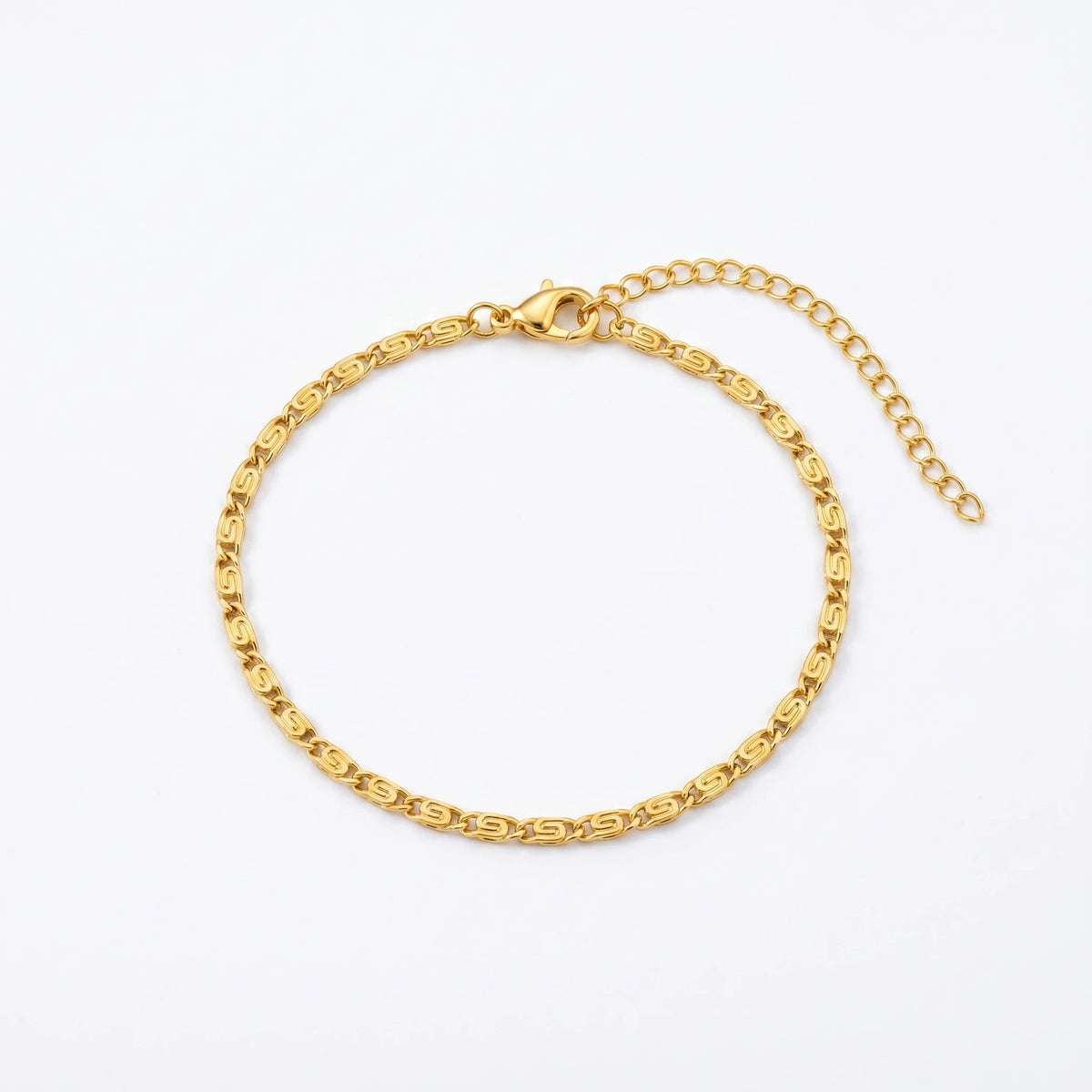 QIAOREN 10617 Gold Silver Geometric Chain Bracelet Stainless Steel 18K Plated Tarnish Free Trendy Buddhism Fashion