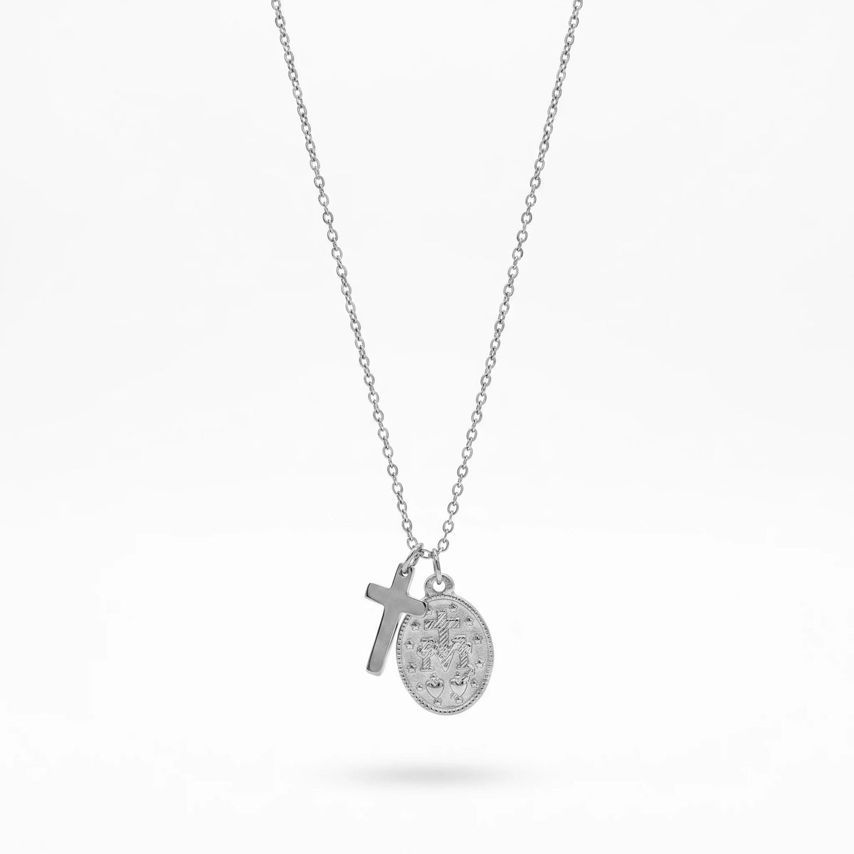 QIAOREN 10547 Hypoallergenic Adjustable for Medal Cross Necklace Gold Plated Stainless Steel Tarnish Free Jewelry for Women