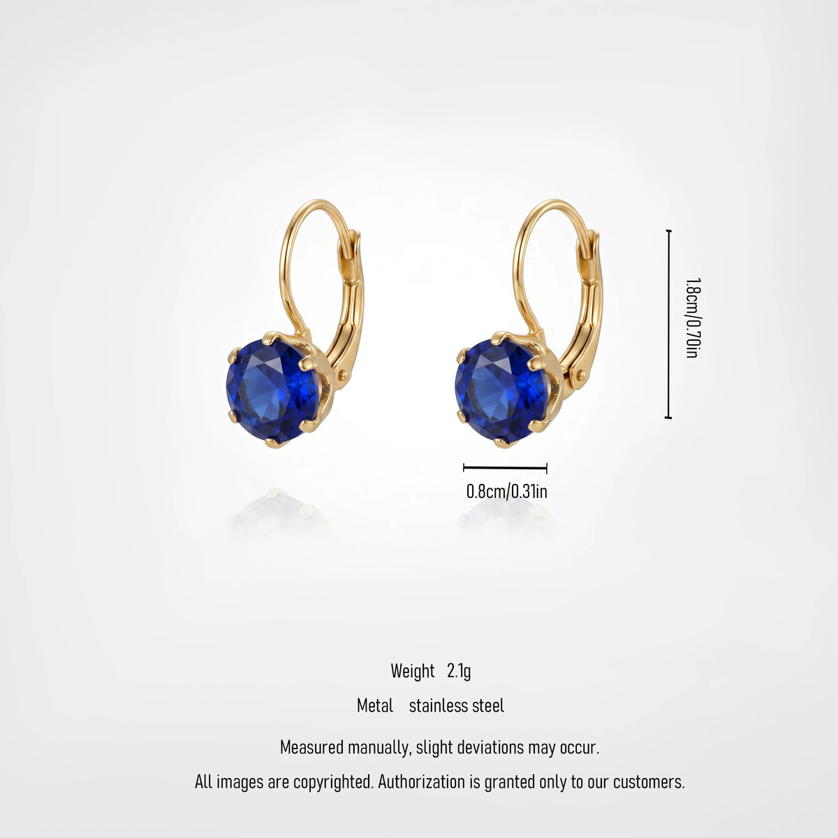 QIAOREN 12217-20  Waterproof Stainless Steel Gold Plated Round CZ Leverback Earrings Colorful Crystal Hoops for Women