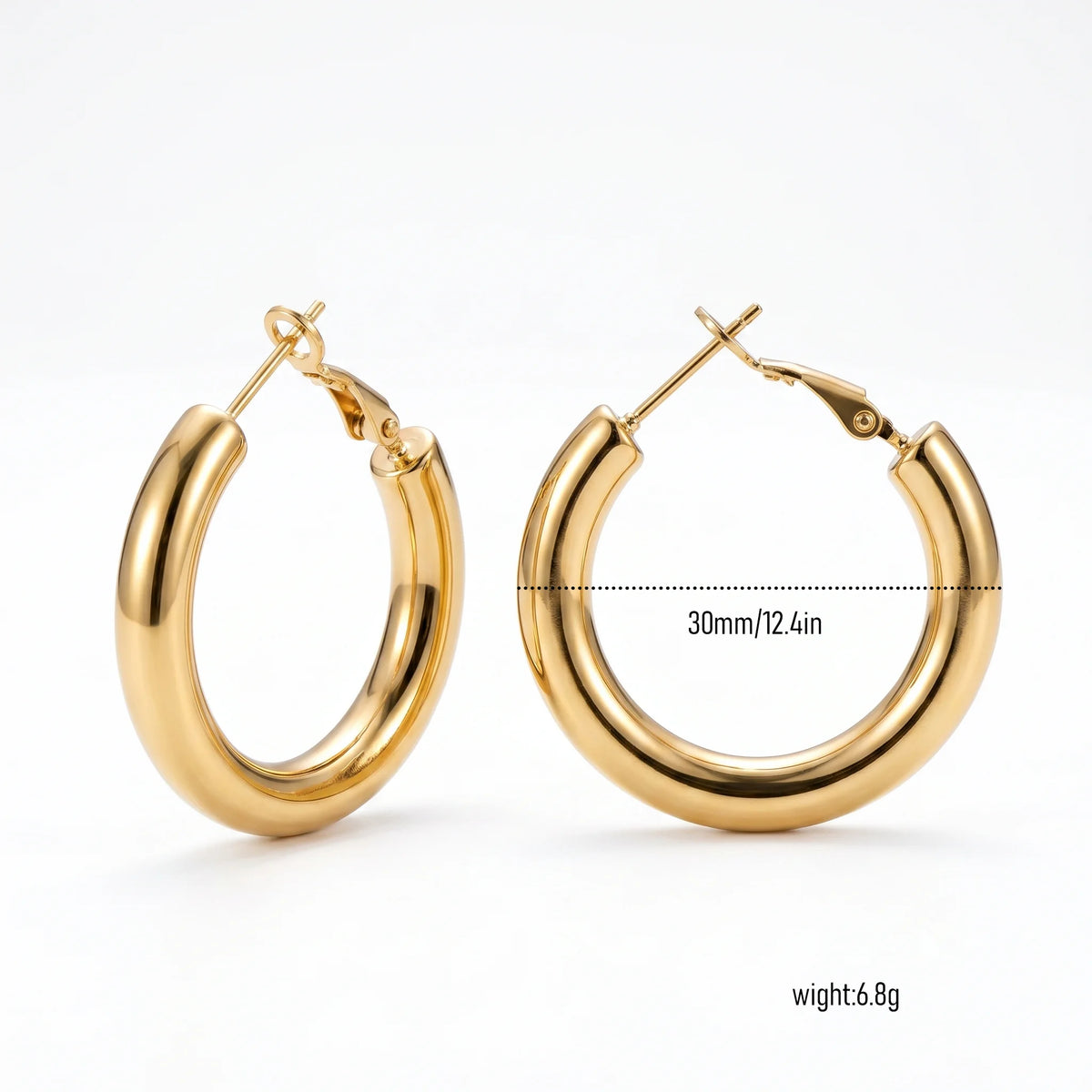 QIAOREN New  18K Gold Plated Stainless Steel Women Zircon  Hoop Earrings Set Fashion Jewelry Clip Stud Earrings