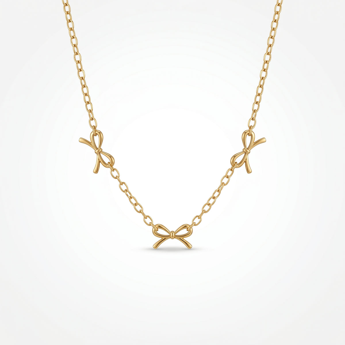 QIAOREN 12868 18K Gold Plated Coquette Bow Necklace, Waterproof Tarnish Free Stainless Steel Ribbon Charm Jewelry for Women