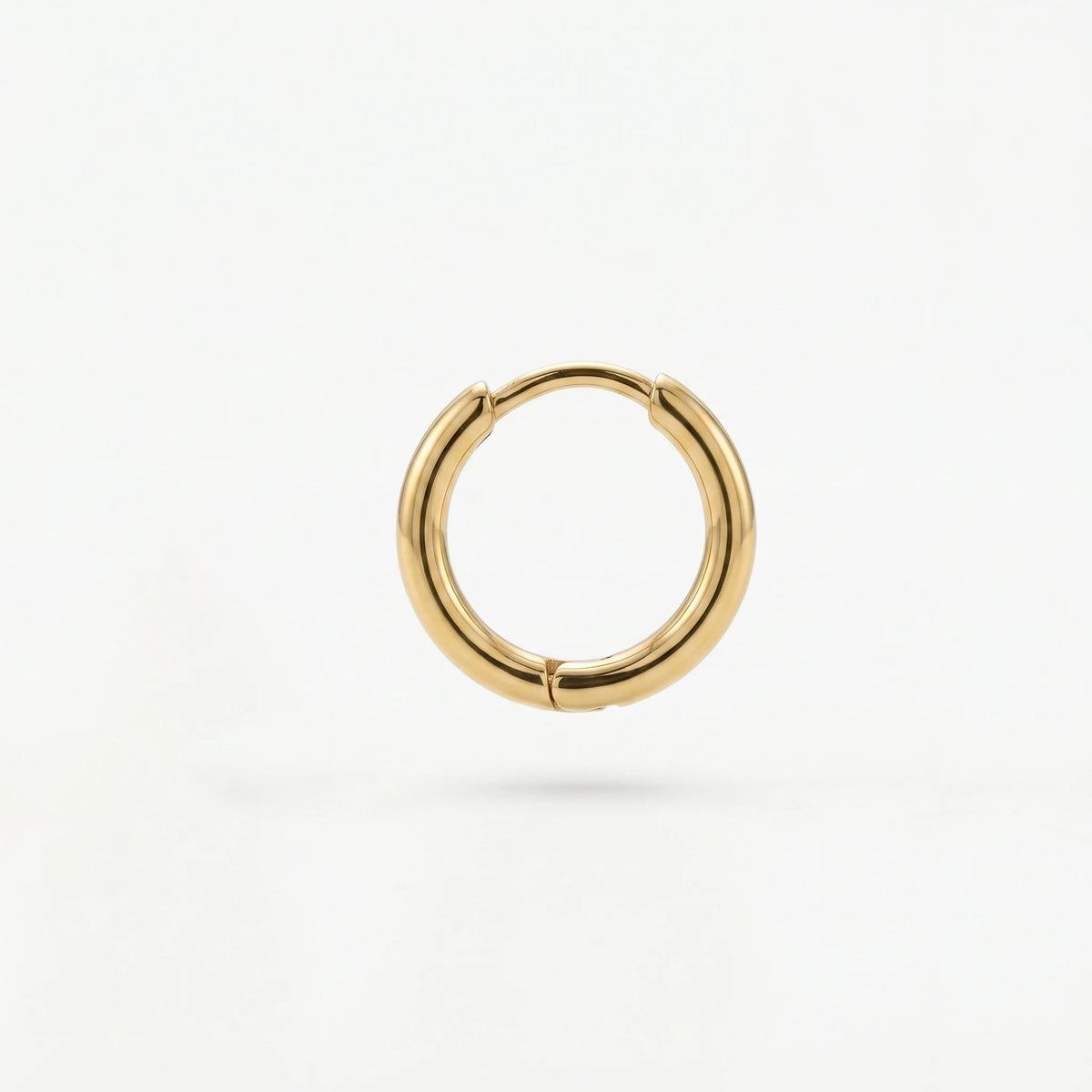 QIAOREN 12611 Timeless Shiny Thin Tube Huggie Hoop Earrings Stainless Steel 18K Gold Hypoallergenic Small Round Jewelry Gift