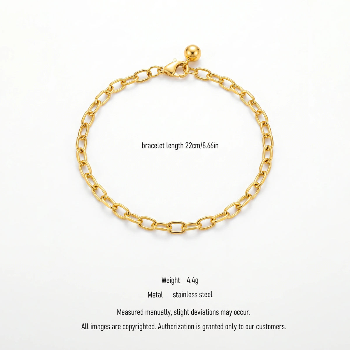 QIAOREN 10725 Trendy Minimalist Paperclip Link Bracelet 18K Gold Plated Stainless Steel Dainty Everyday Party Bracelet for Women