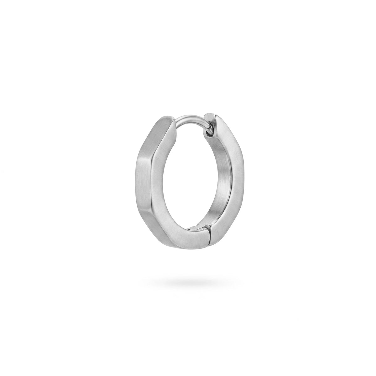 QIAOREN 12609 Dainty Brushed Faceted Hexagon Huggie Earrings 316L Stainless Steel No Fade Matte Gold Geometric Hoop Jewelry Gift