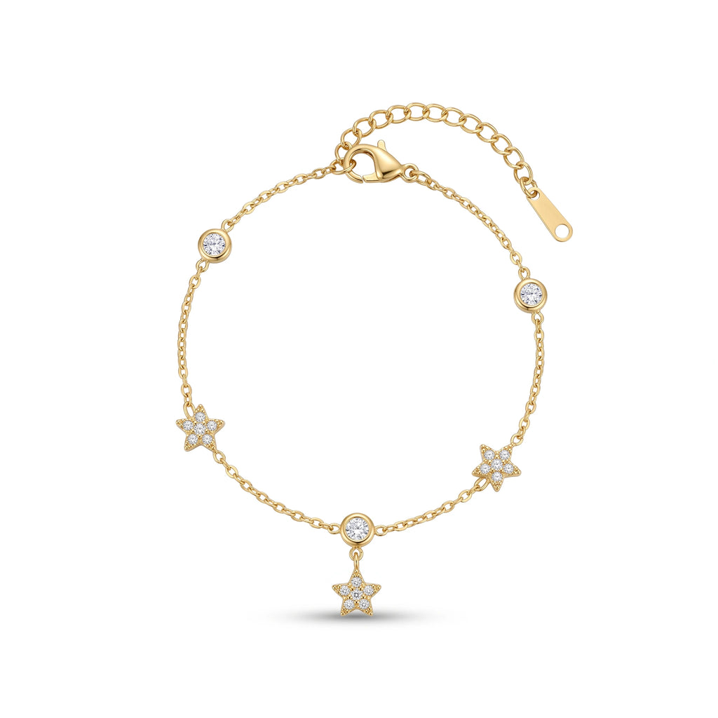 QIAOREN 13768 Thin Oval Link Chain Bracelet with Beaded Border White Mother of Pearl Butterfly Charm & Two Side Round Zircon