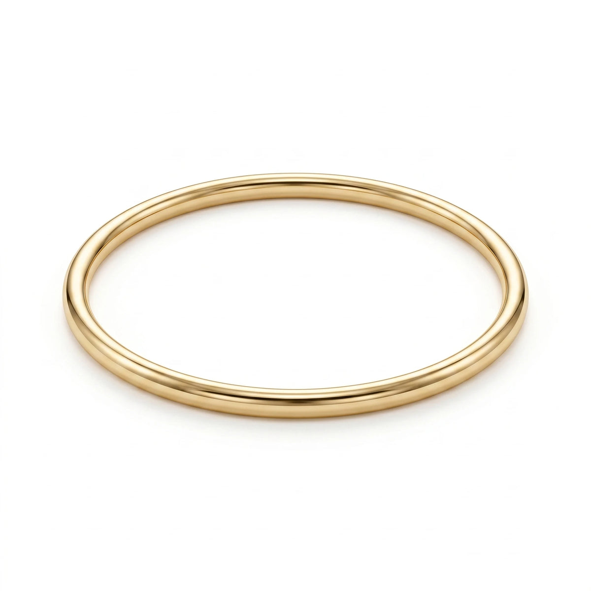 QIAOREN 12782 Stainless Steel Thick Polished Gold Round Bangle Plain Solid Minimal Stack Wrist Bracelet for Women