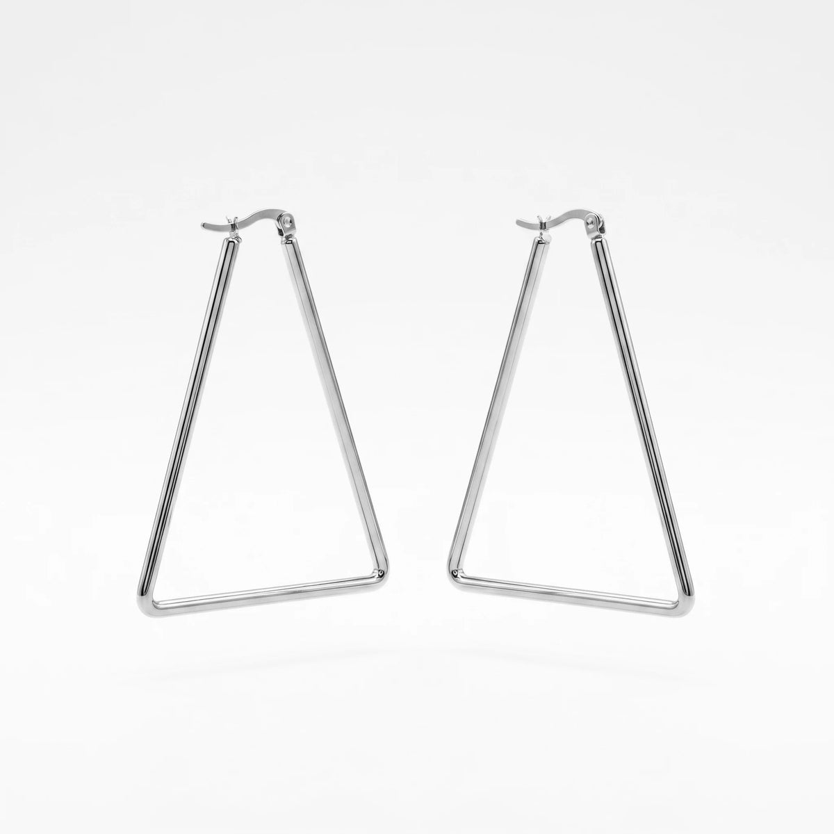 QIAOREN 12332 Waterproof Tarnish Free Triangle Hoop Earrings Gold Stainless Steel Sleek 3-Sided Triangular Latchback Hoops US EU