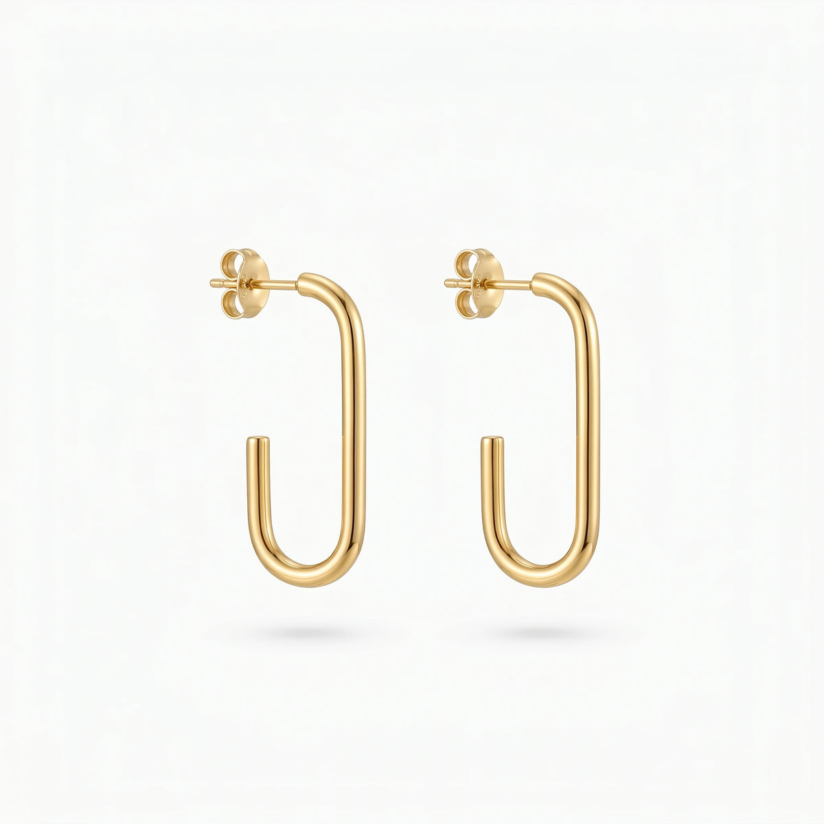 QIAOREN 12491 Elegant Quiet Luxury Sleek Paperclip Link Hoops Gold Stainless Steel Architectural Statement Jewelry