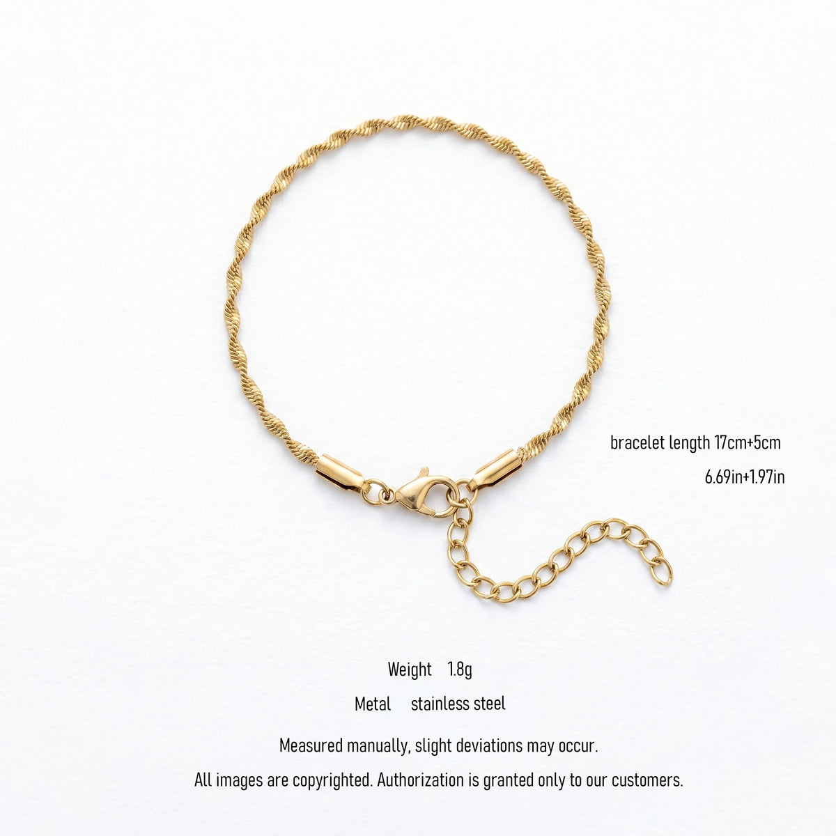 QIAOREN 11085 Luxury Twisted Rope Chain Bracelet Stainless Steel Waterproof Gold Minimalist Bracelet for Women Daily Jewelry