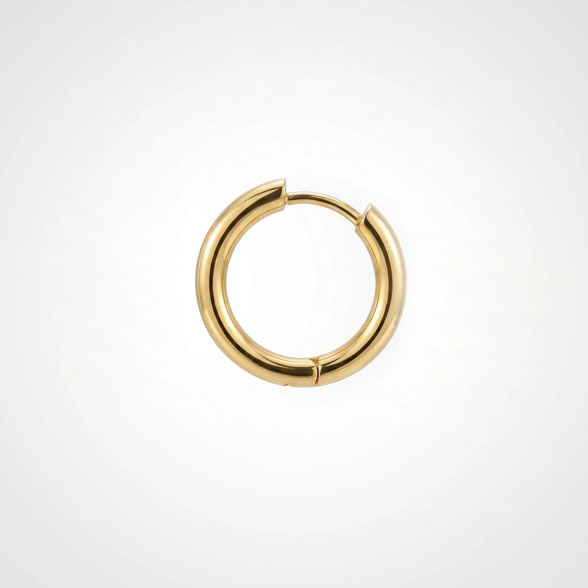 QIAOREN 12591 High Thick Tube Round Huggie Hoop Earrings 18K PVD Gold Stainless Steel Circle Ear Buckle Minimal Jewelry