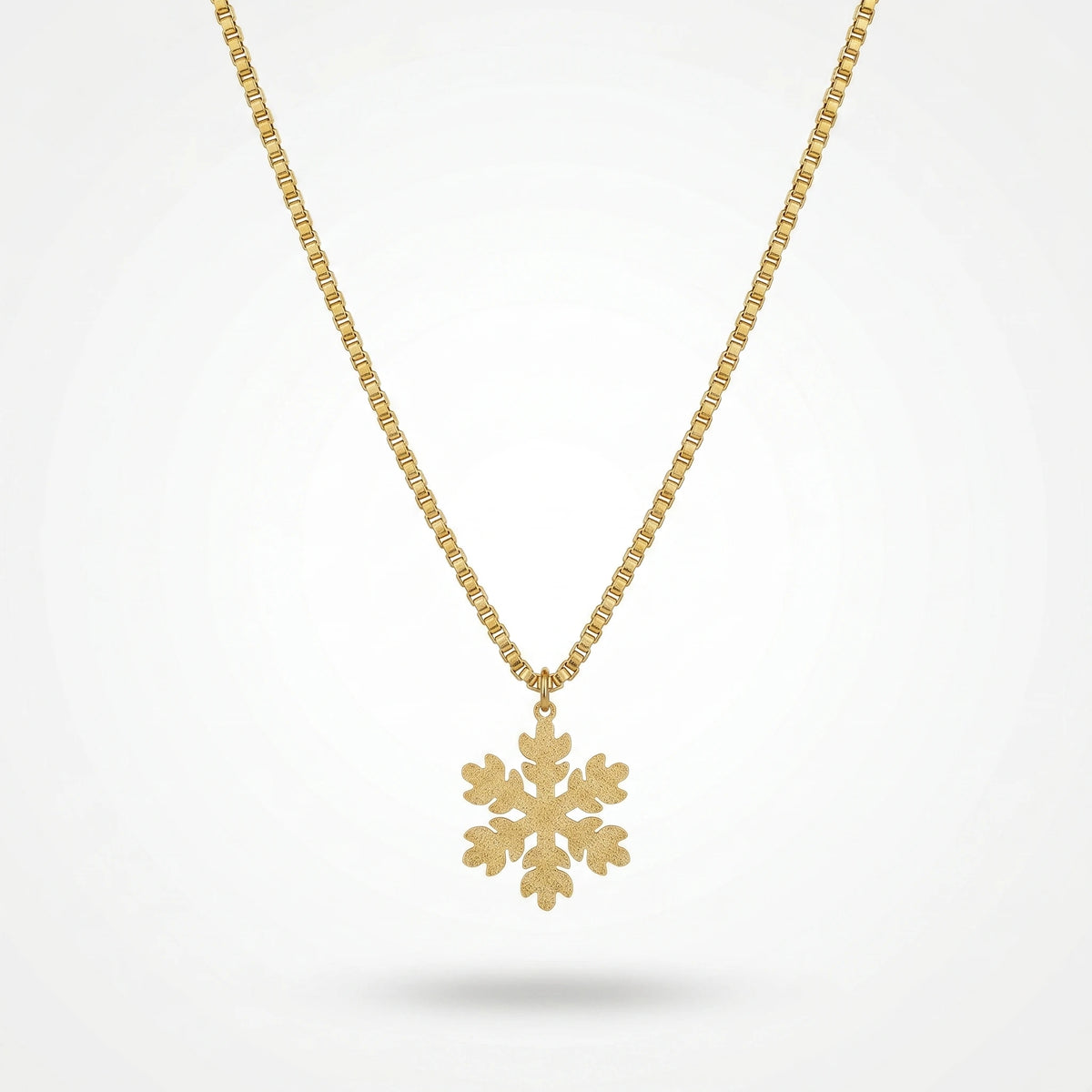 QIAOREN 11810 Waterproof Matte Snowflake Box Chain Necklace 18K Gold Stainless Steel All-Season Beach & Daily Use Jewelry