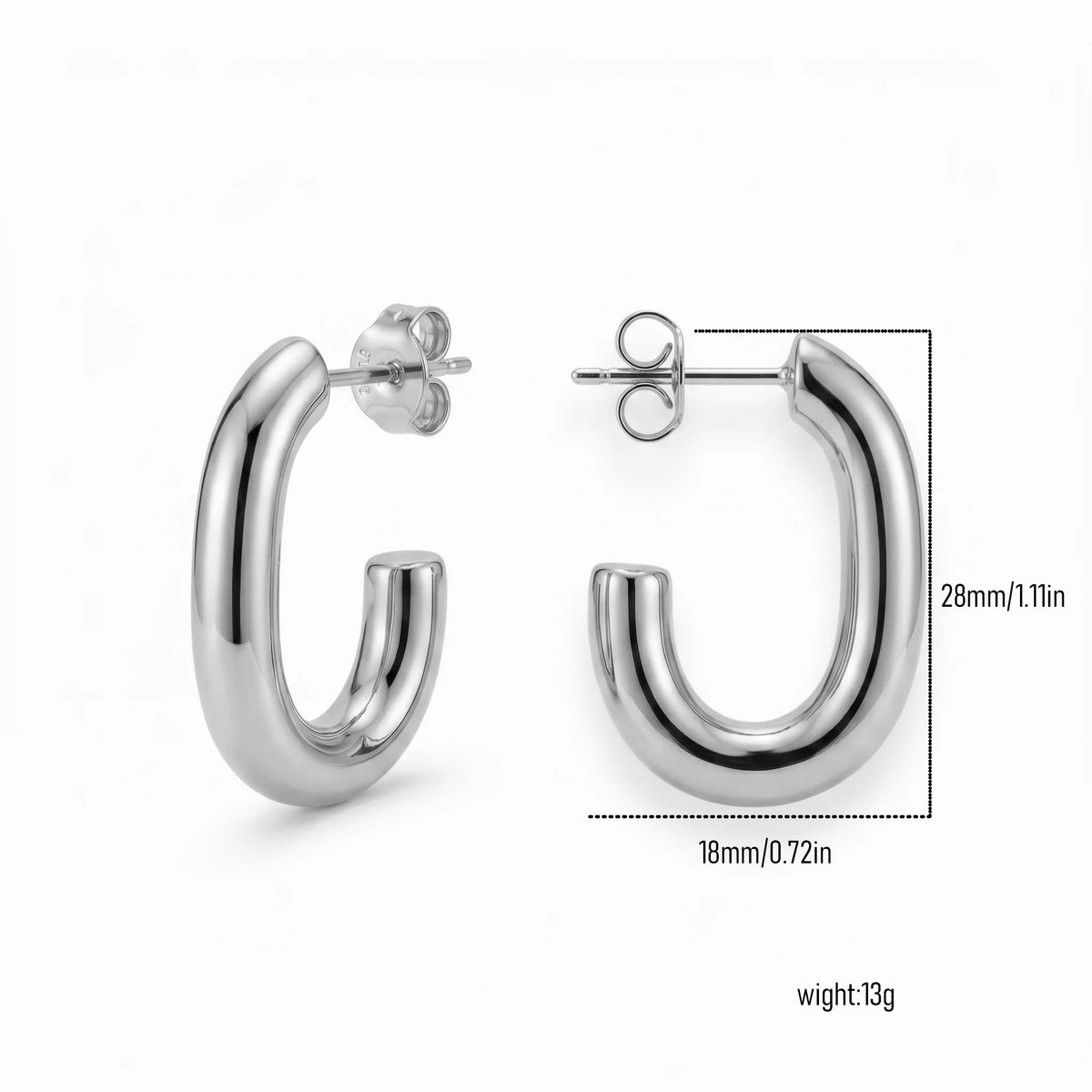 QIAOREN New  18K Gold Plated Stainless Steel Women Zircon  Hoop Earrings Set Fashion Jewelry Clip Stud Earrings