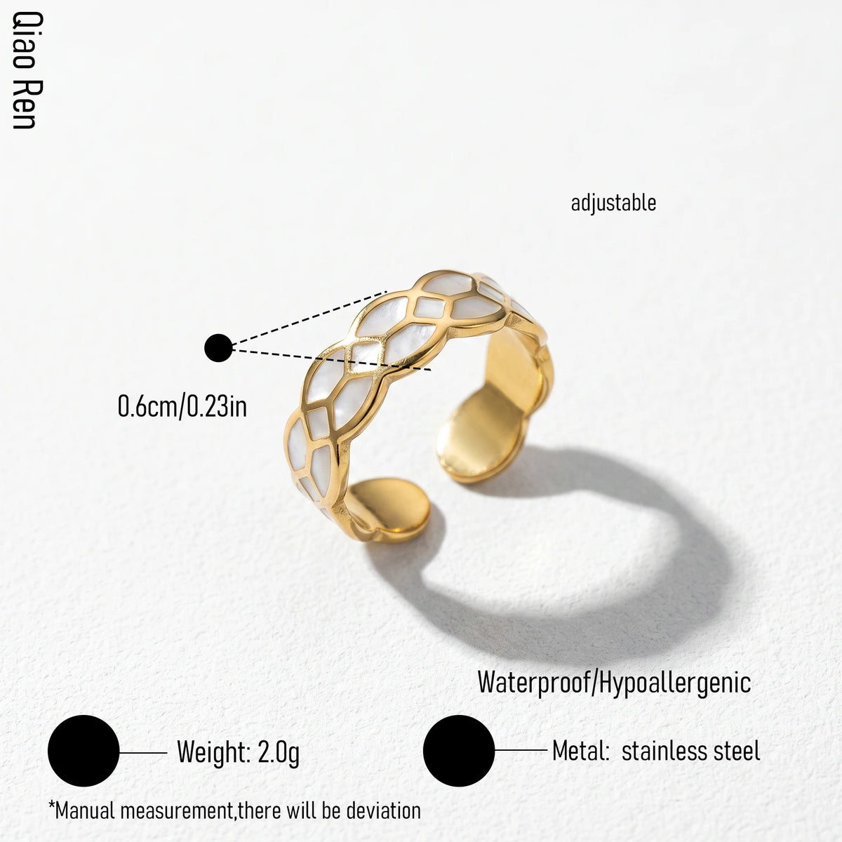QIAOREN 14190-96 Daisy Pattern Open Ring Set, Multi Style Enamel Adjustable Stackable Ring Jewelry Gift for Daily Fashion