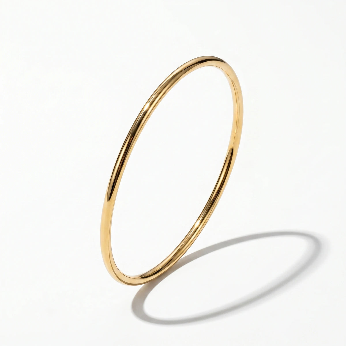QIAOREN 12783 Trend Plain Thick Polished Gold Bangle Stainless Steel Minimal Stack Daily Wrist Jewelry