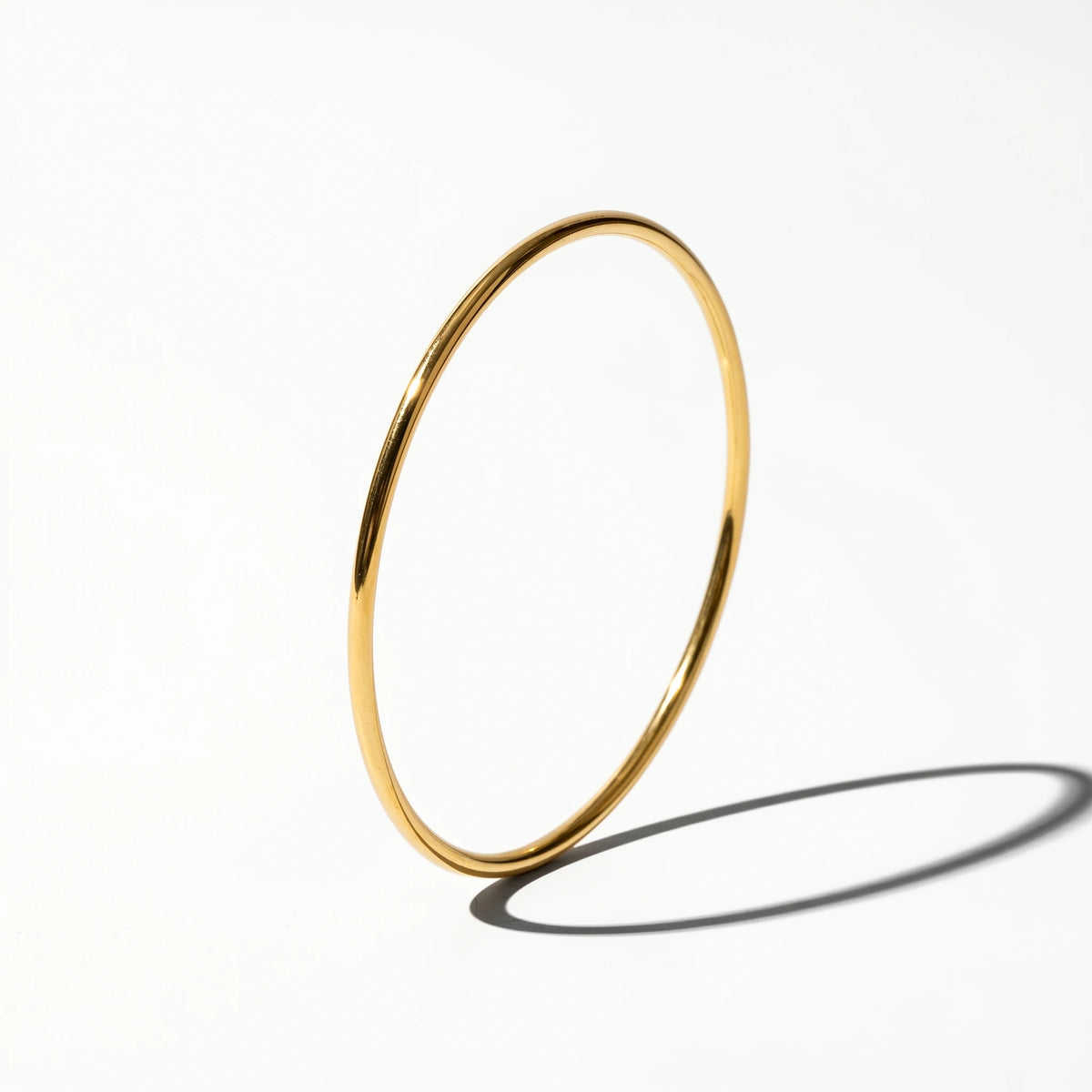 QIAOREN 12781 Stainless Steel Thin Gold Round Bangle Polished Plain Minimal Stack Wrist Bracelet for Women